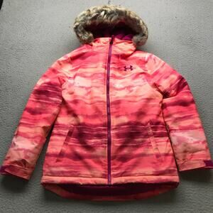 Under Armour Coldgear Fleece Lined Ski Parka Jacket Hoodie Girls Youth Medium